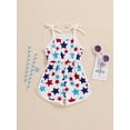 thumbnail image 4 of Hirigin 4th of July Baby Girl Outfit Kids Jumpsuit Tie-up Spaghetti Straps Stars Print Romper 12M 18M 2T 3T 4T 5T Fourth of July Clothes, 4 of 8