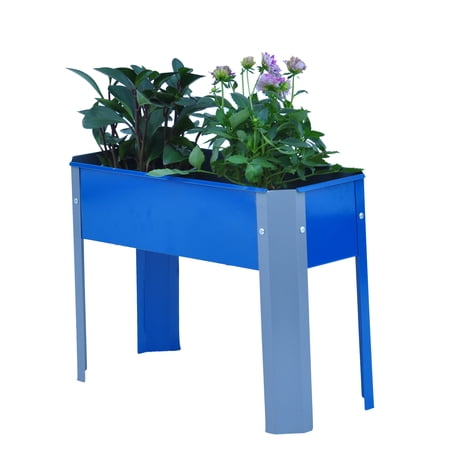 CQSXDA Raised Garden Bed  Garden Raised Planter Box with Legs  Galvanized Garden Planter for Herbs and Vegetables  Gray+ Blue white stripes