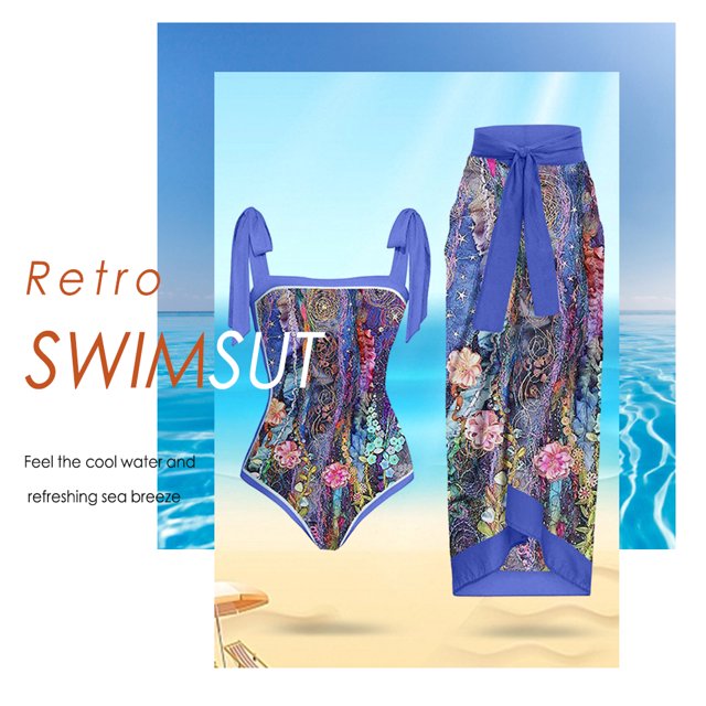 Traje de baño damas 2 piezas de traje de baño atlético de playa para mujer a la moda con vestido para accesorios femeninos (púrpura S)