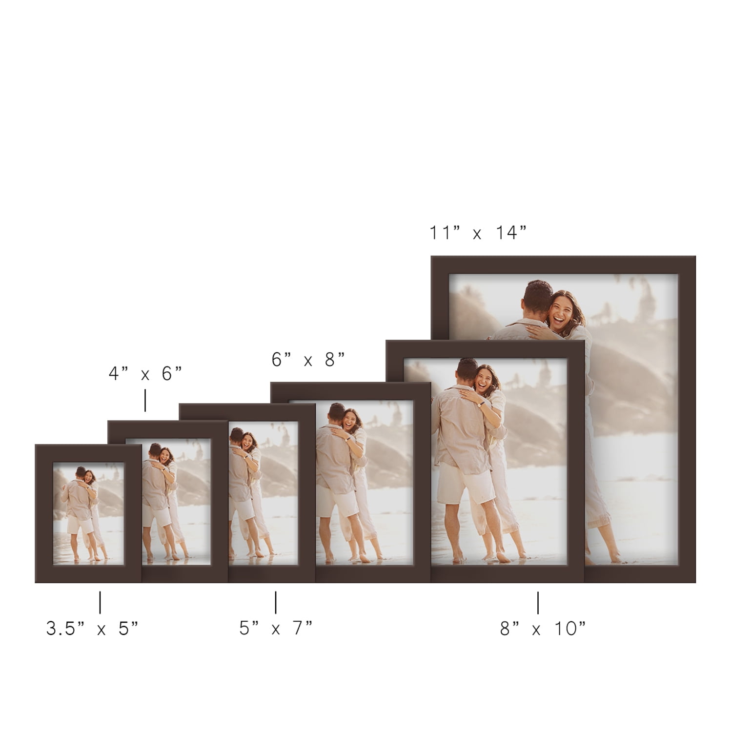 Modern 4 in. x 6 in. Brown Picture Frame (Set of 2)