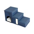thumbnail image 2 of Escaleras para perros, suaves, de 3 niveles, para camas altas, salones y escaleras. Azul marino, 2 of 8