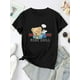 thumbnail image 2 of Playera de manga corta para mujer, estampado en color sólido, cuello redondo, estilo casual, para verano, estilo casualCreative English Bear Pattern Printed Women'S Fashionable Round Neck Short Slee, 2 of 6