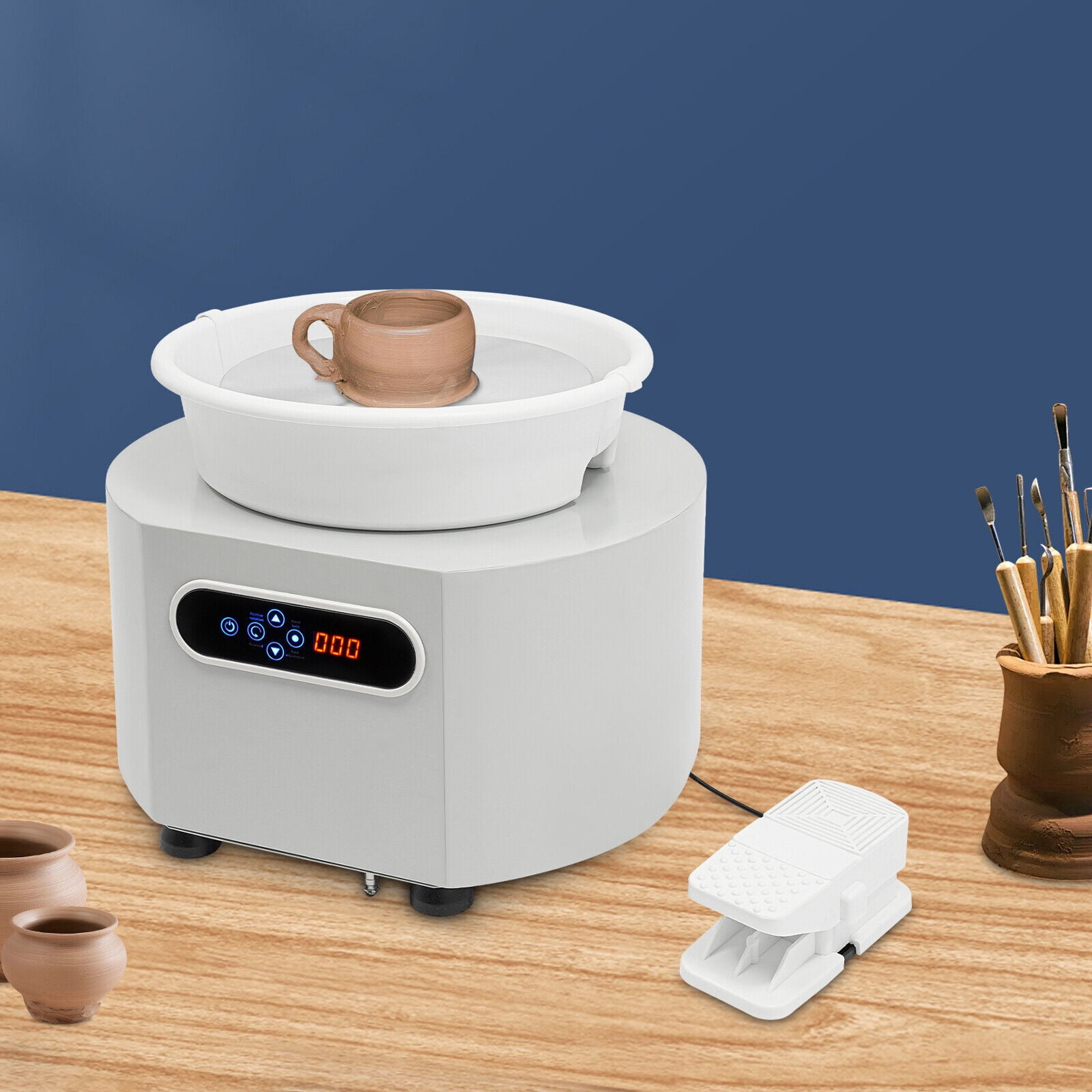 Ceramic Drawing Machine, Professional Pottery Wheel with Variable Speed Control and LCD Screen, High-Power Low-Noise Throwing Wheel for Clay Art