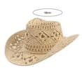 thumbnail image 6 of D-GROEE Straw Cowboy Hat Wide Brim Sun Hat Cowgirl Summer Panama Hat Men Women Sombrero Travel Outdoor Family Hat, 6 of 6