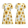 thumbnail image 3 of Bixox Robe d'Été à Manches Courtes pour Femmes Robe Ample Longueur Genou avec Poches-Tournesols, 3 of 7