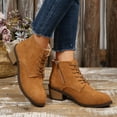 thumbnail image 4 of Wensltd Women Chunky Heel Ankle Boots Lace Up Side Zip Design Low Heel Lightweight Trendy Shoes, 4 of 9