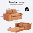 thumbnail image 5 of 67 inch Corduroy Loveseat Sofa Bed with Memory Foam & Steel Frame - No Assembly 2-in-1Convertible Couch for Small Spaces & Home Office,Orange, 5 of 10