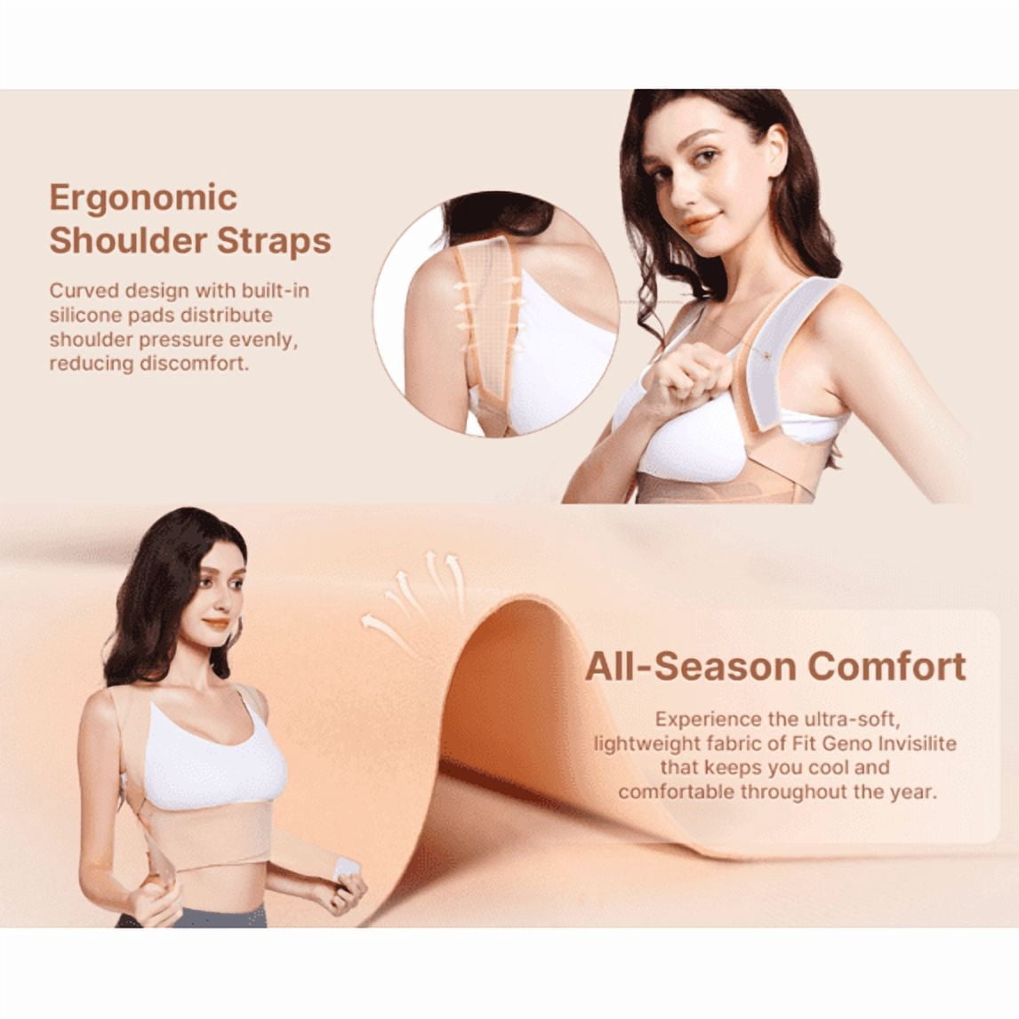 MUSICOZY Upgraded Invisible Back Brace Posture Corrector for Women, Invisible and Lightweight Back Support for Neck, Shoulder, and Upper Back Pain Relief – Improves Posture, Corrects Hunchback Medium