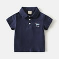 thumbnail image 2 of RUTAYY Infant Infant Boys' Polo Shirt Casual cartoon print gentleman short sleeve POLO shirt lapel Beach Fashion Tops , Navy, 18-24 Months, 2 of 4