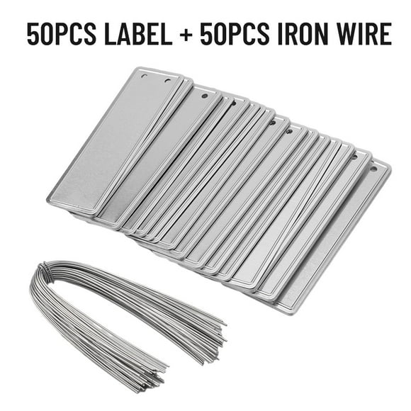 Durable Aluminum Labels for Plant and Tree Identification Double Sided and Waterproof with Iron Wire Included Pack of 50