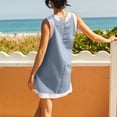 thumbnail image 5 of Women's 2 Piece Sets Summer Fashion Color Block Outfits Casual Crewneck Sleeveless Tank Top and Shorts with Pockets Light Blue S, 5 of 5