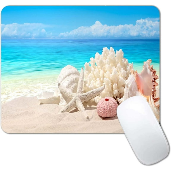 Zomyto 8x10 Inch Sand Beach Mouse Pad,Cute Mouse pad,Custom Small Mouse Pads with Designs,Portable Office Non-Slip Rubber Base Wireless Mouse Pad for Laptop