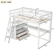 thumbnail image 6 of Twin Size Loft Bed with Desk and Shelves, Cosymart Two Built-in Drawers, White, 6 of 9