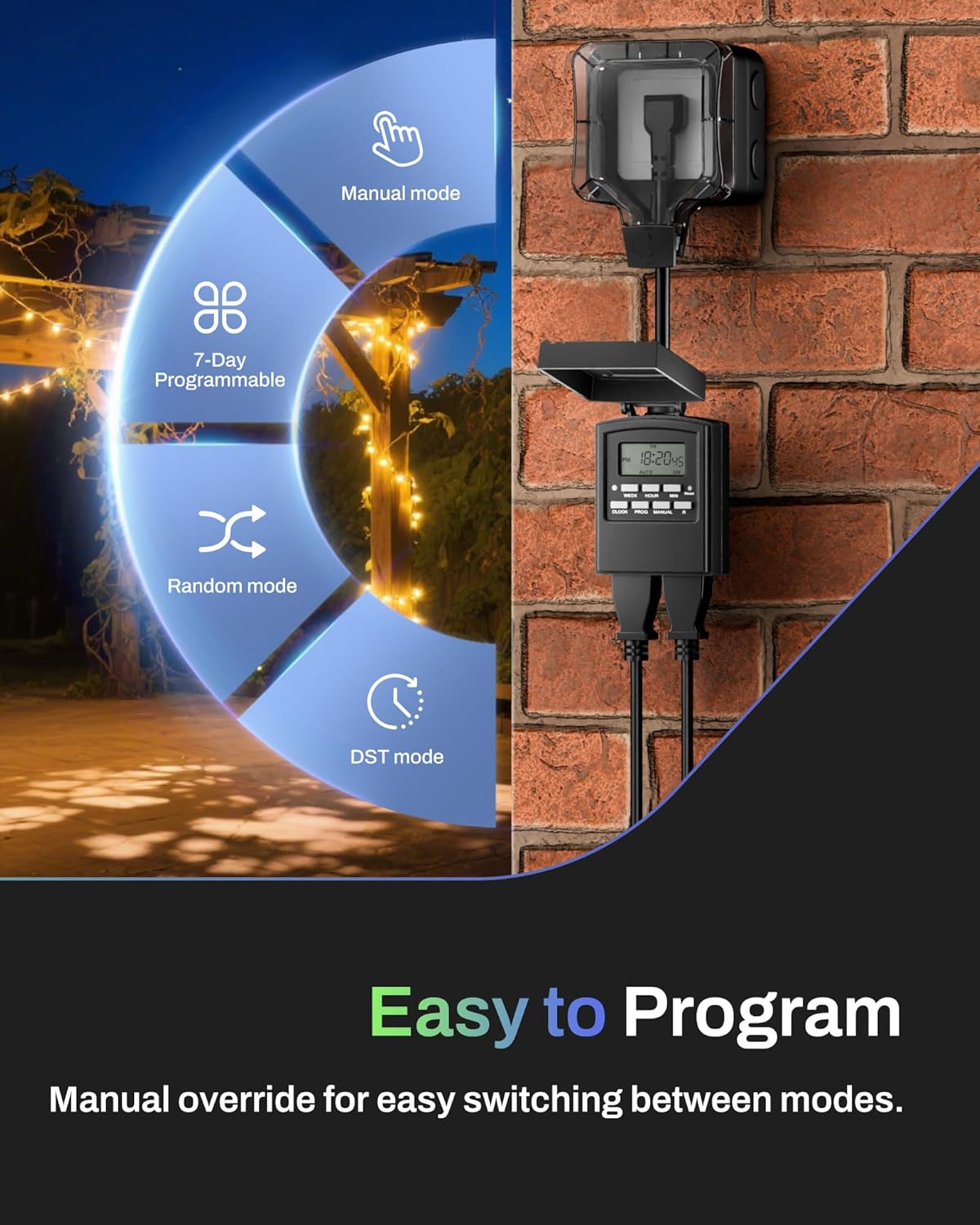 BN-LINK 7-Day Outdoor Digital Timer Outlet photo 2