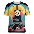 thumbnail image 5 of Funny Cute Panda Womens Tops Women's Fashion Casual Short Sleeve Flower Print Round Neck Pullover Top Blouse, 5 of 6