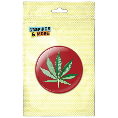 

Marijuana Pot Weed Leaf Bud Ganja Green Mary Jane on Red Refrigerator Button Magnet