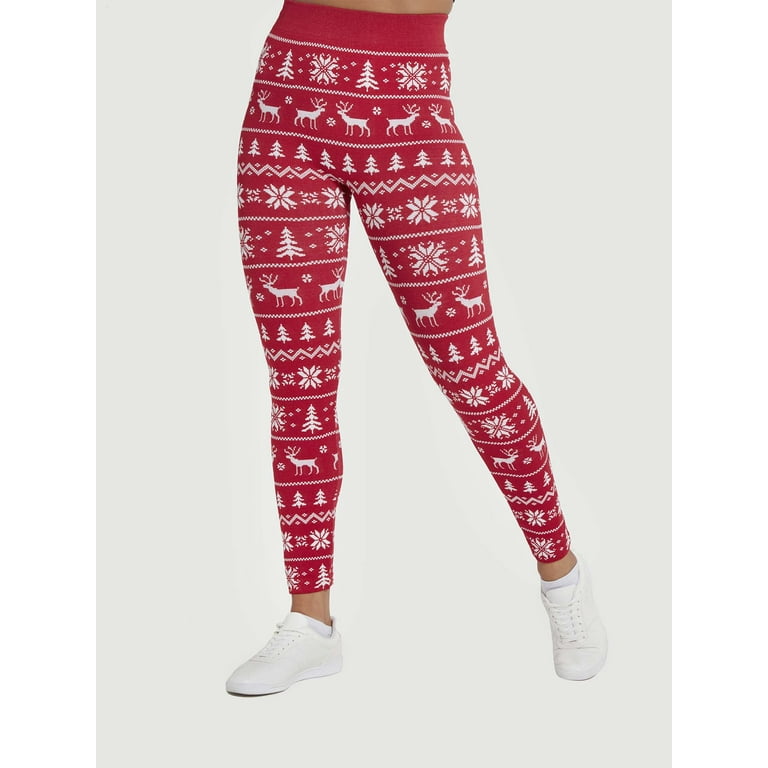 Christmas Fair Isle Burgundy Soft Lounge Fleece Lined Leggings