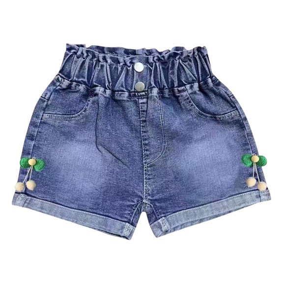 LNWUY Children's Fashion Versatile Jeans Shorts Girls Summer Cute Bow Tie Jeans Casual Outerwear Pants Denim Shorts Blue 5 Years