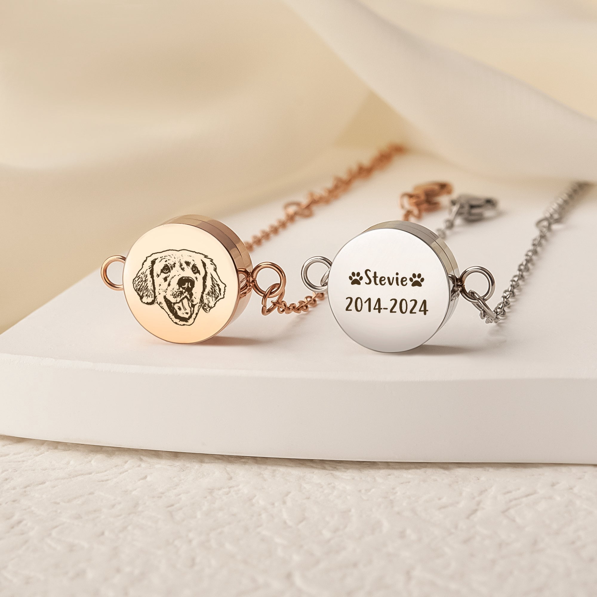Anavia Personalized Pet Memorial Jewelry, Pet Portrait Pet Fur Memorial Bracelet, Engraved Dog Photo Bracelet Cat Bracelet for Loss of Pet