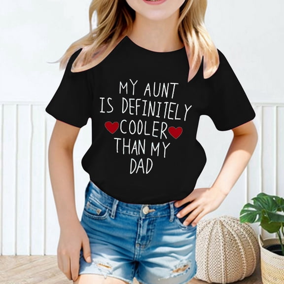 Fashionable Summer Tee for Girls Cute Printed Round Neck Loose Fit Casual Short Sleeve Top Short Sleeve Shirt for Girls Tees Kids Tshirts Clothes Summer Tops T-Shirt