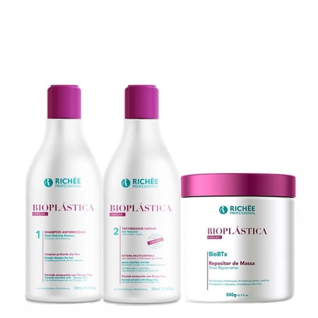 Kit Richée Progressive Mass Replenisher Mask Bioplástica BioBtx Hair Straightening Hair Care Home