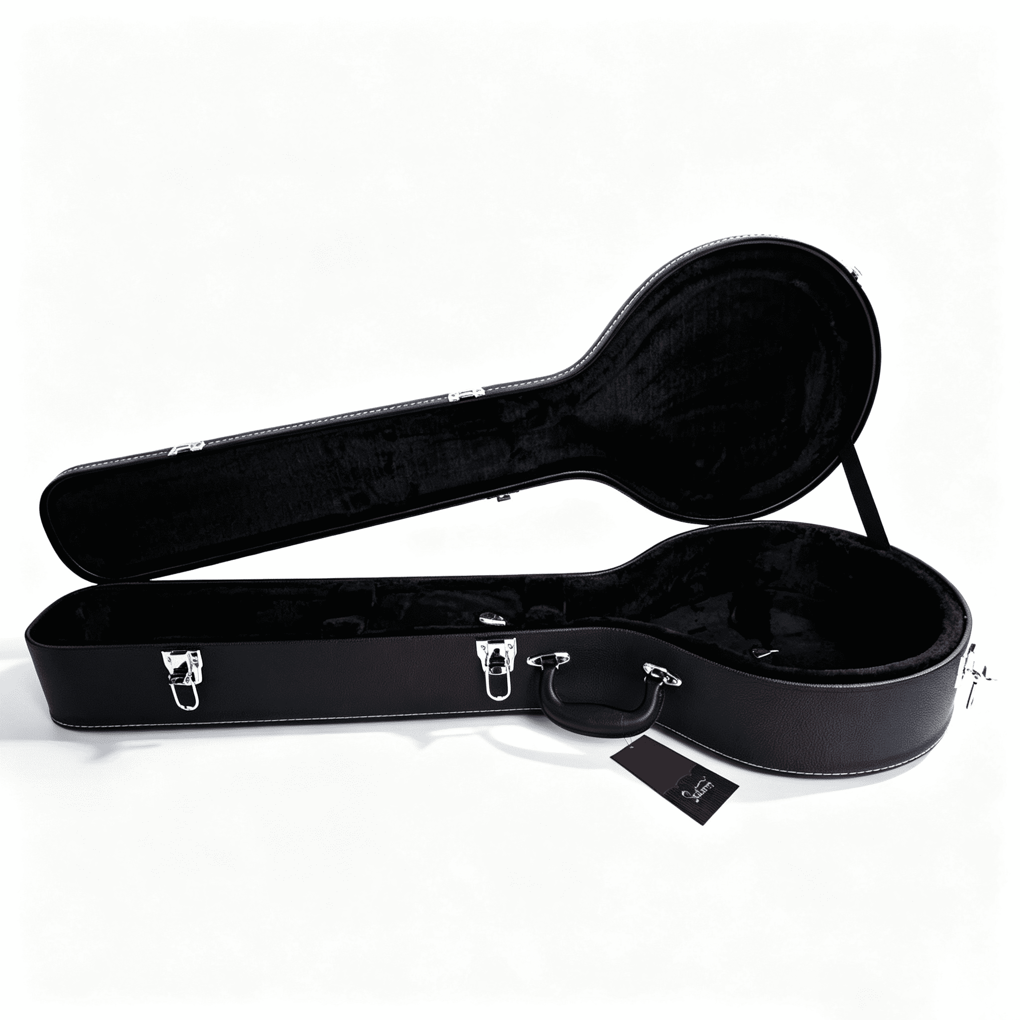 5-String 6-String Microgroove Pattern Leather Wood Banjos Case, Black