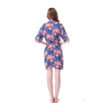 thumbnail image 3 of Mr & Mrs Right Women Short Floral Cotton Robe Bride Bridesmaid Getting Ready Coverup Gift,Navy XS, 3 of 4