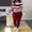 Wine, variant on Homenesgenics Women's Casual Solid Color Long Sleeve Stripes Print Round-Neck Tops Pants Matching Sets