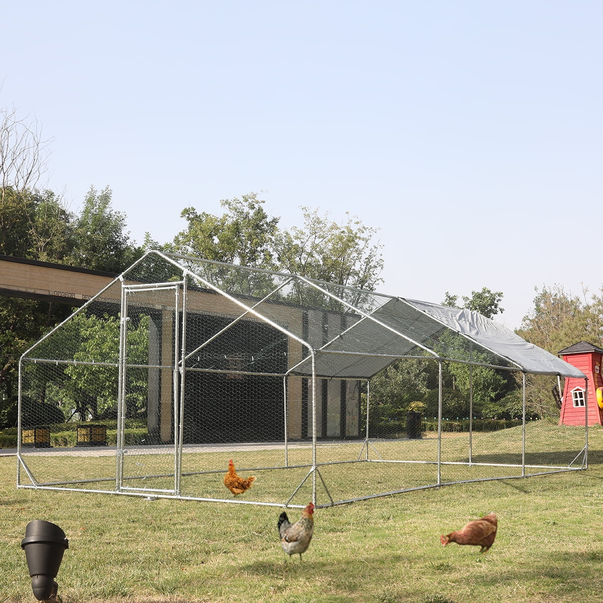 Extra Large Metal Chicken Coop Walkin Poultry Cage Hen Run House Rabbits Habitat Cage Spire