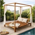 thumbnail image 6 of Benjara Yavi Outdoor Daybed Chaise- Adjustable Back- Brown Acacia Wood 79 Inch, 6 of 9