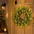 thumbnail image 6 of Christmas Lamp Pines Branch Wreath with Warm LED Lights Festive for Door Wall Fireplace Decor,15.75in, 6 of 7