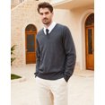 thumbnail image 3 of Kallspin Men’s Wool Blend Relaxed Fit V-Neck Long Sleeve Pullover Sweaters(Charcoal, 3X-Large,Tall), 3 of 9
