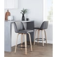 thumbnail image 2 of The Gray Barn  Vallberga 26" Counter Stool with White Washed Wood Base (Set of 2) Grey Faux Leather/Round Black Footrest Black Finish,Washed Faux, 2 of 5