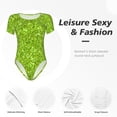 thumbnail image 6 of Rateoe Lime green glitter Printed Women Rash Guard Short Sleeve,Tummy control Swimsuit Surfing Swimsuit Bathing Suit Short-sleeved Onesie UPF 50+, 6 of 6