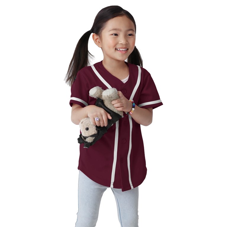 Ma Croix Kids Baseball Button Down Jersey Youth Active Athletic Uniform 