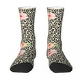 thumbnail image 3 of Floral Leopard Gold Stockings Peach Print Design Funny Socks Spring Non Skid Socks Couple, 3 of 7