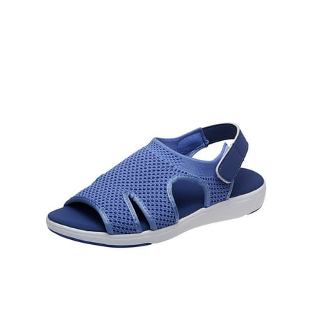 

rourlinge Ladies Sandals Summer Breathable Elastic Webbing Platform Casual Sandals Soft Comfy Shoes 44