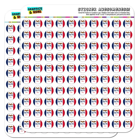 Iowa State Flag 1/2" (0.5") Scrapbooking Crafting Stickers