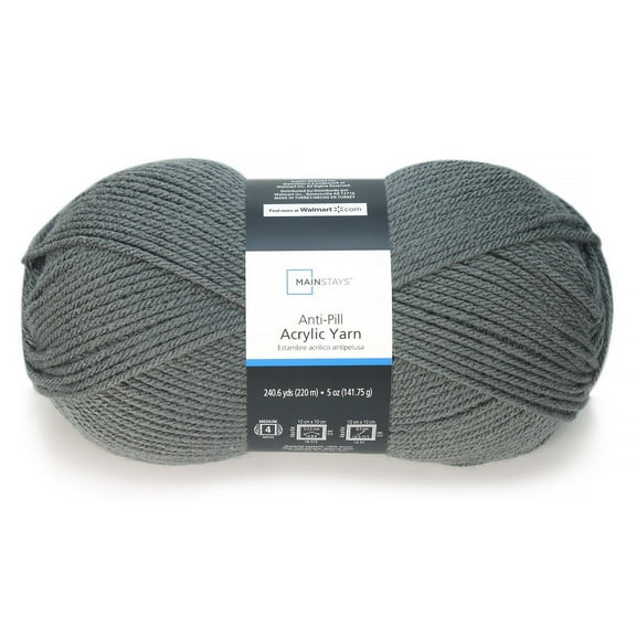 Mainstays Anti-Pill Acrylic Yarn, 5oz, Charcoal