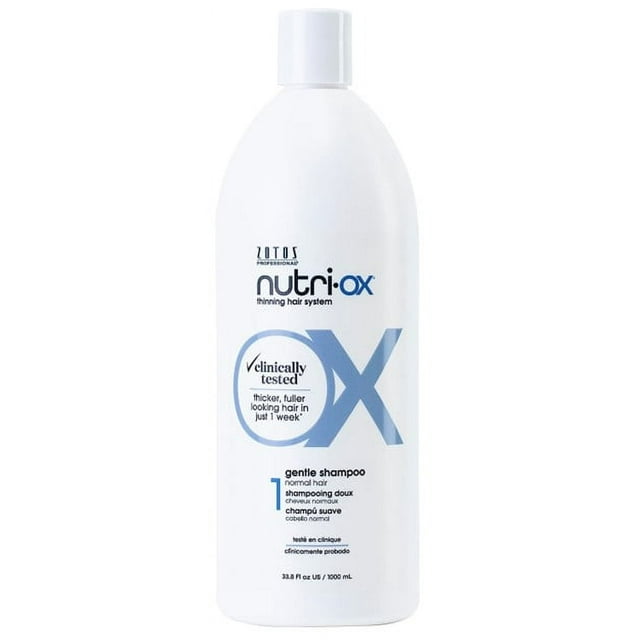 NUTRI-OX Gentle Shampoo 33.8oz for Thicker, Fuller-Looking Hair | Normal Thinning Hair | Peppermint | Clinically & Dermatologically Tested | Color-Safe