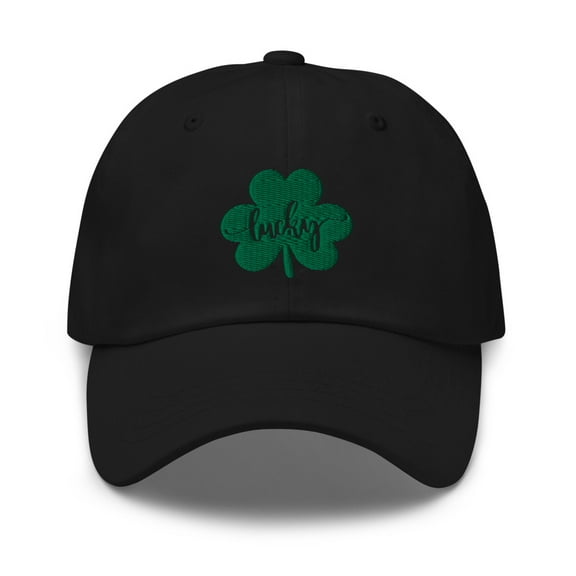 Lucky Irish Hat, Dad Hat, Lucky Embroidered Hat, Irish American Hat, Lucky Dad Hat, St. Patrick's Day Hat, Embroidered Lucky Hat (Black)