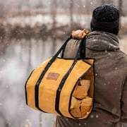 WHITEDUCK TUFF Firewood Carrier 21 Oz. Heavy Duty Waxed Canvas Log Carrier Holder for Fireplace, Carrying Wood Indoor & Outdoor