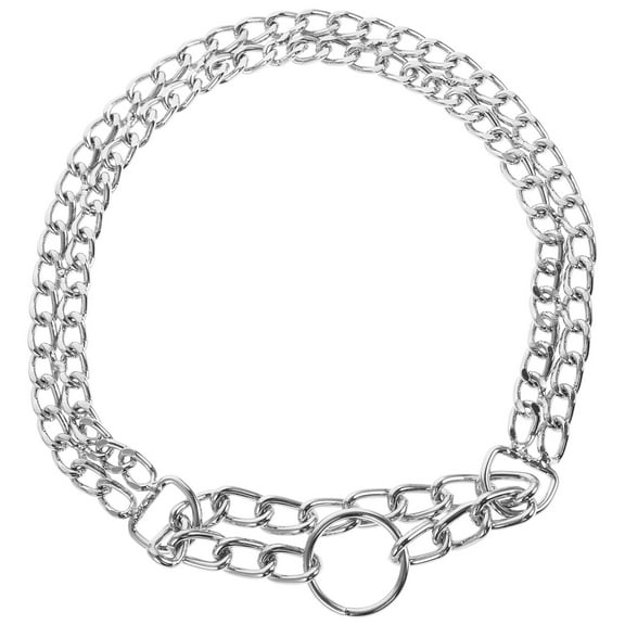 Metal Chain Dog Collar Double Row Plated Choke Training Show Collar 2.0mm x 50cm (Silver)