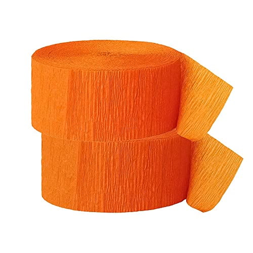 Crepe Paper Streamers Party Decorations Jumbo Roll 500 Feet Solid Colors Black and Orange 
