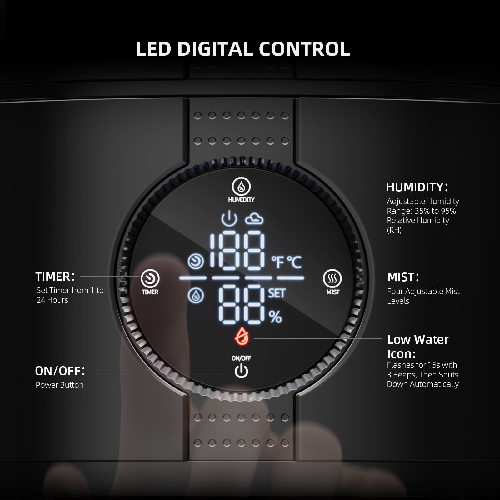 Spider Farmer 5L Air Humidifier Ultrasonic Cool Mist Humidifier with RJ12 Cable