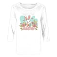 thumbnail image 5 of LangJing Womens Easter 3/4 Sleeve Crew Neck T-Shirts Cute Bunny Eggs Printed Tees Shirt Plus Size Loose Fit Pullover White XXXXL, 5 of 5