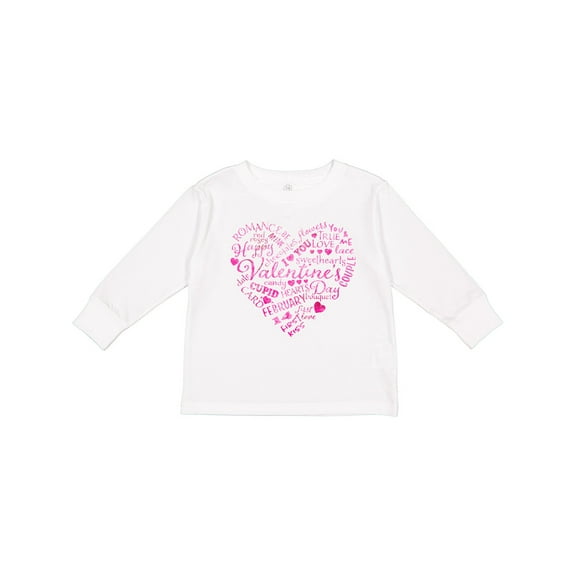 Inktastic Valentine words in pink Boys or Girls Long Sleeve Toddler T-Shirt