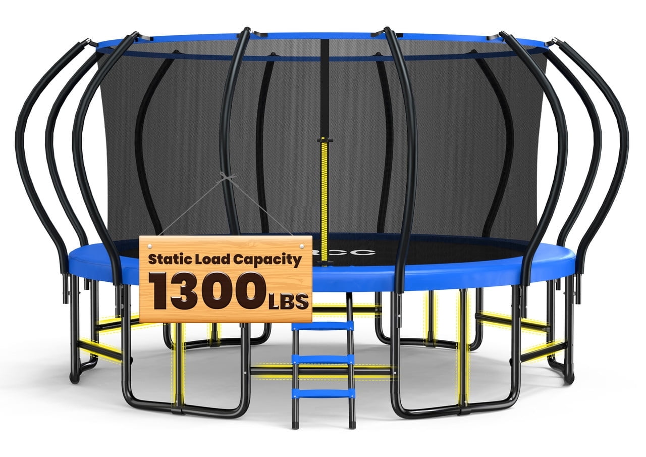 GVDV Outdoor Trampoline, 12' Pumpkin Trampoline with Ladder and