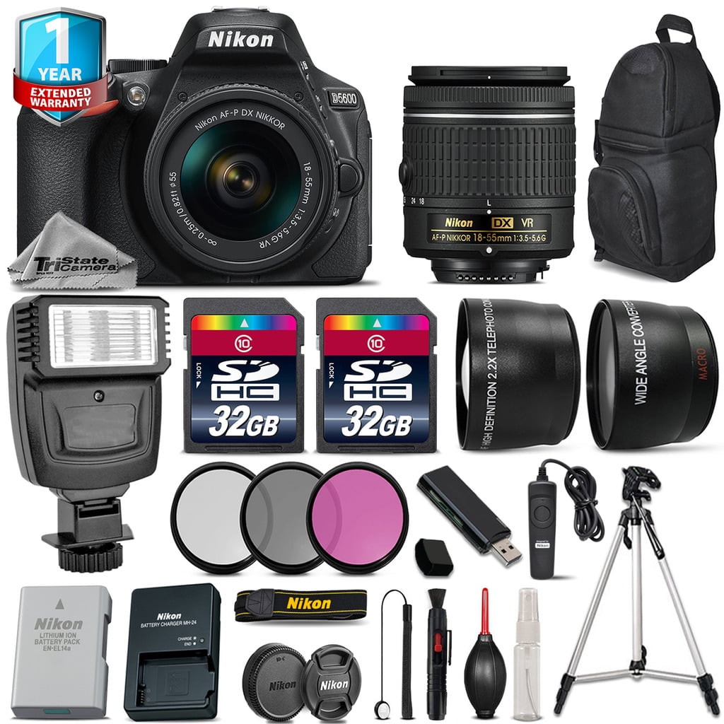 Nikon D5600 DSLR Camera + 1855mm VR + Flash + Filters + Remote + 1yr