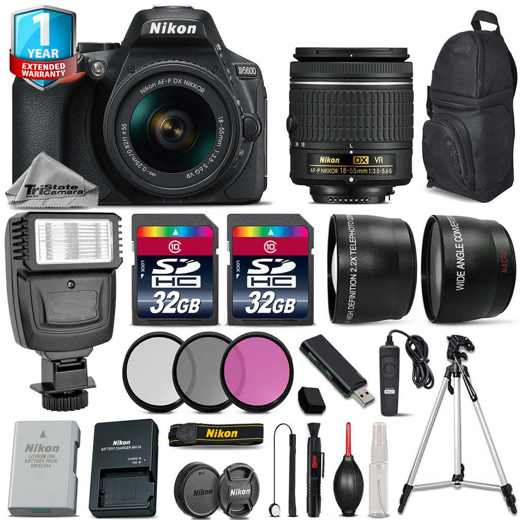 Nikon D5600 DSLR Camera + 18-55mm VR + Flash  + Filters + Remote + 1yr Warranty - image 1 of 11